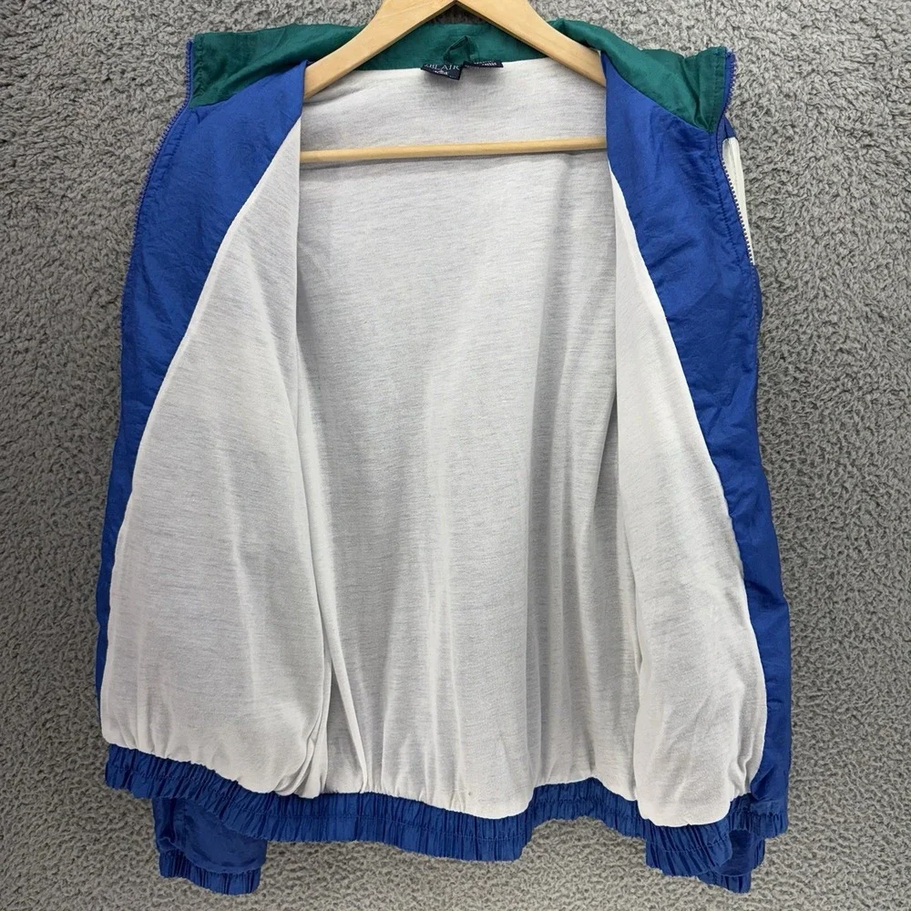 John Blair Green White Blue Men's L Nylon Windbreaker Jacket VTG 90s Color Block